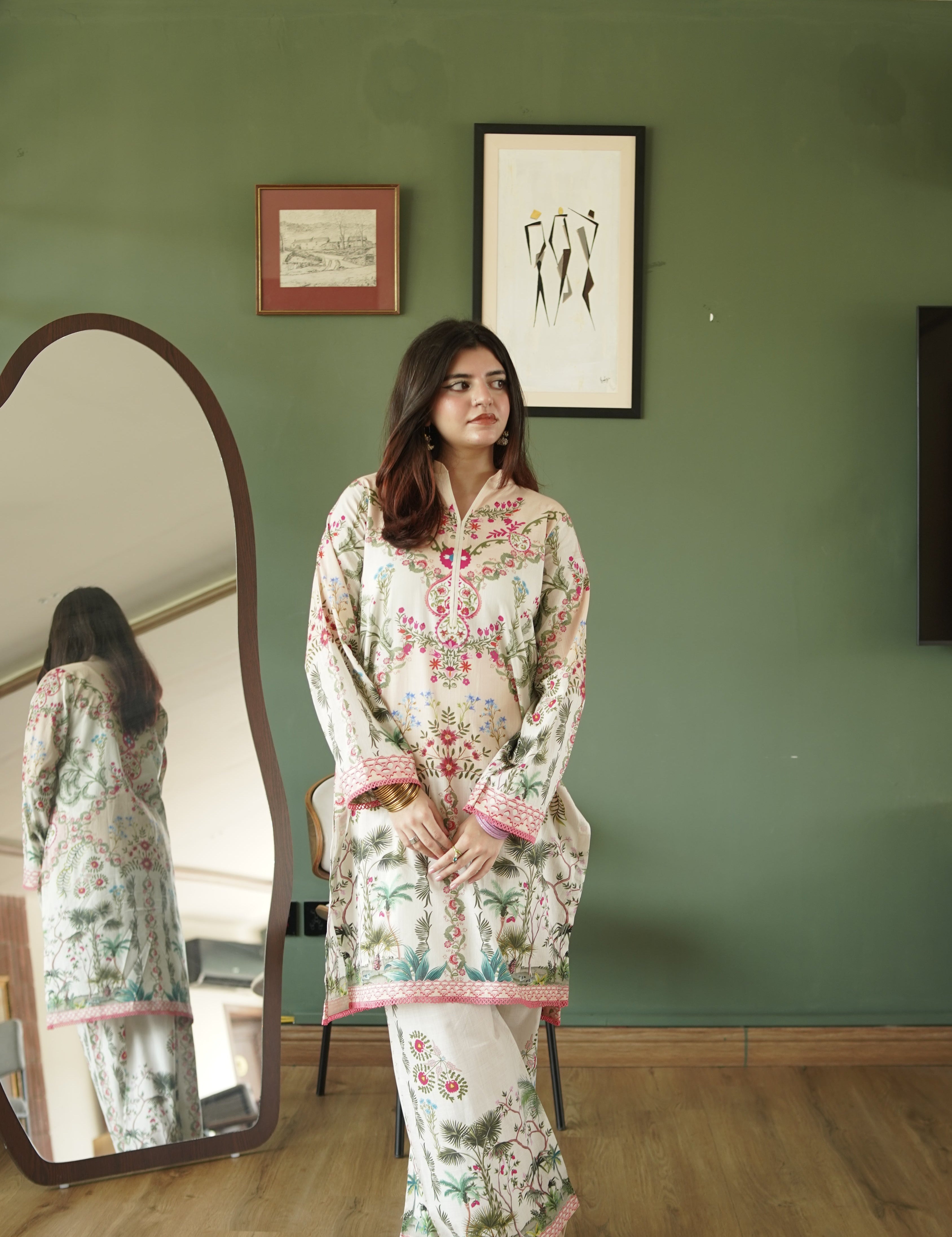 Floral Garden Lawn Co-ord Set - Back View