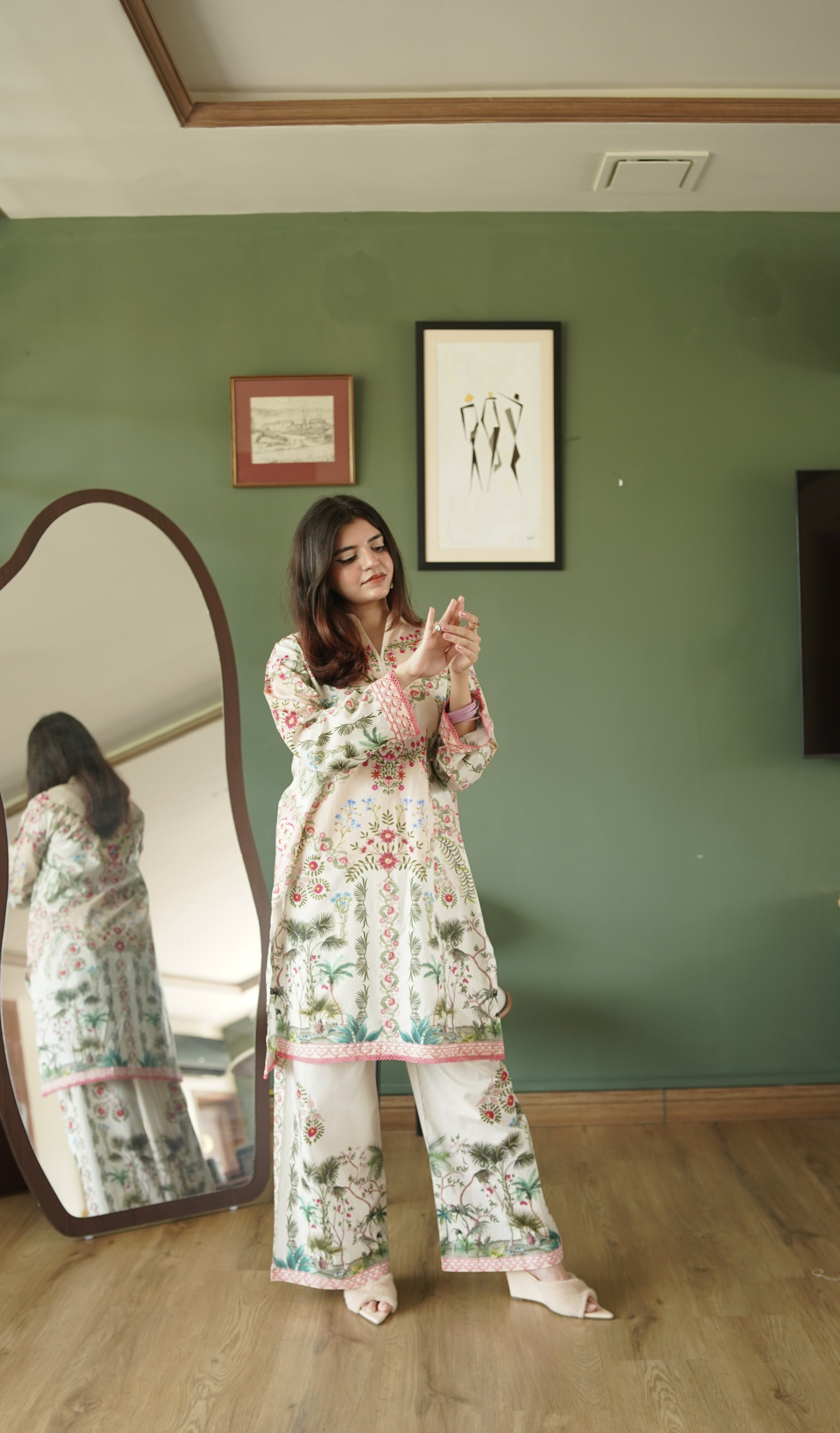 Floral Garden Lawn Co-ord Set - Front View
