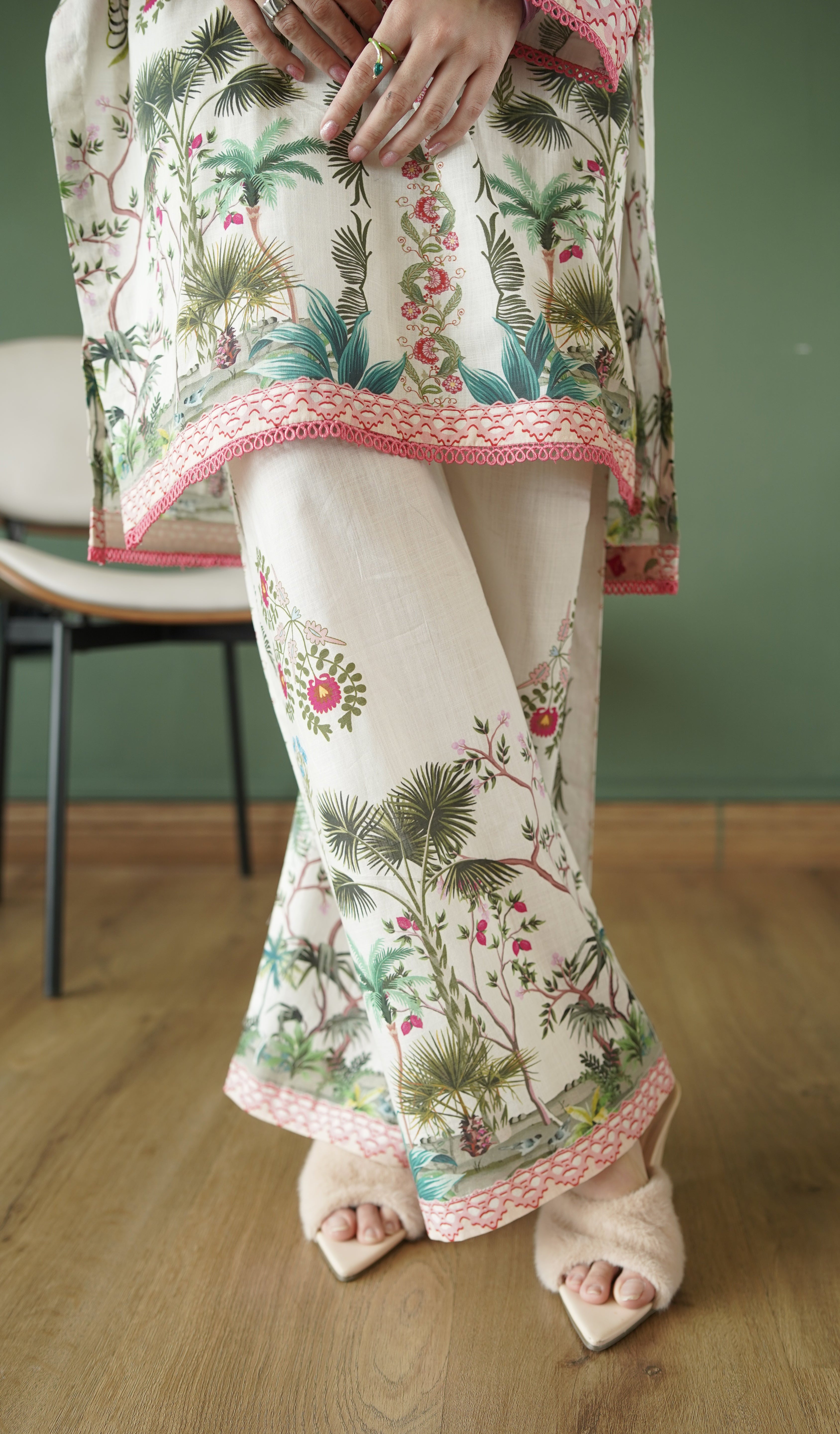 Floral Garden Lawn Co-ord Set - Full Length